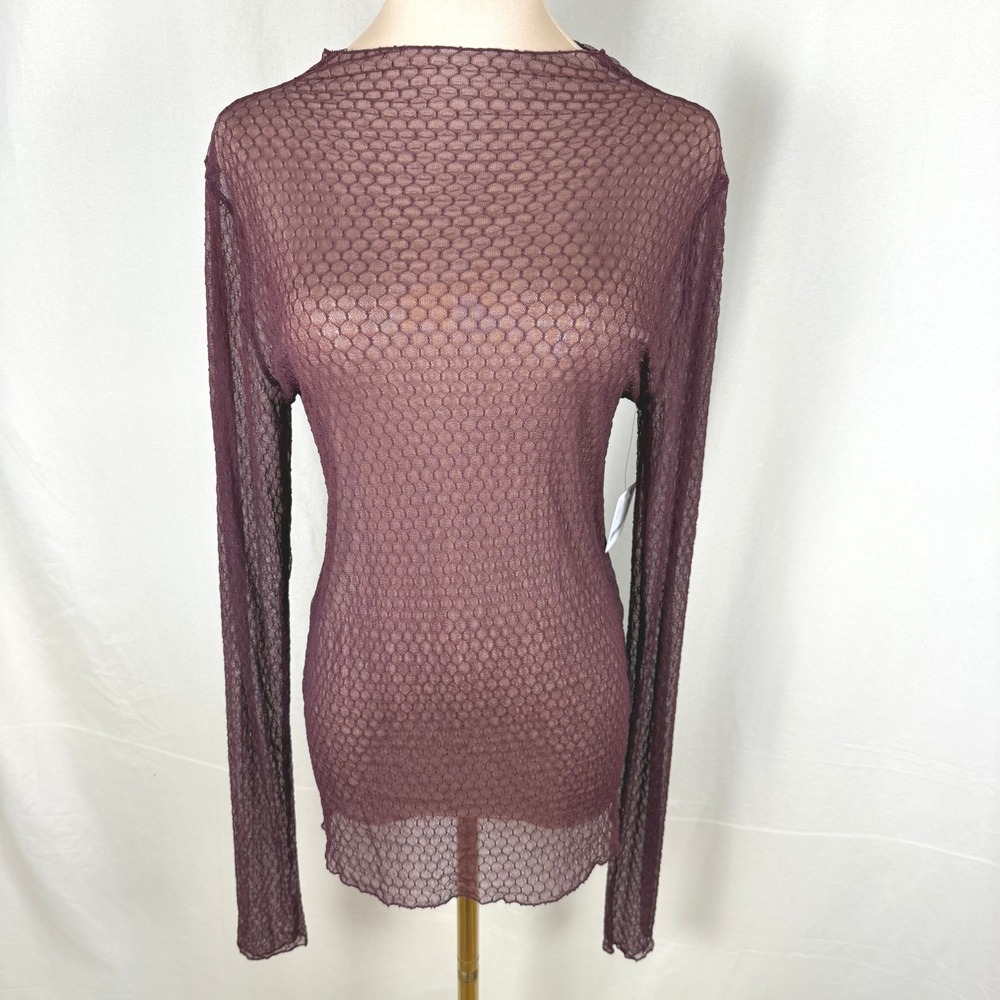 Intimately Free People Minding My Business Mesh NWT Top Wine L Whimsigoth Indie